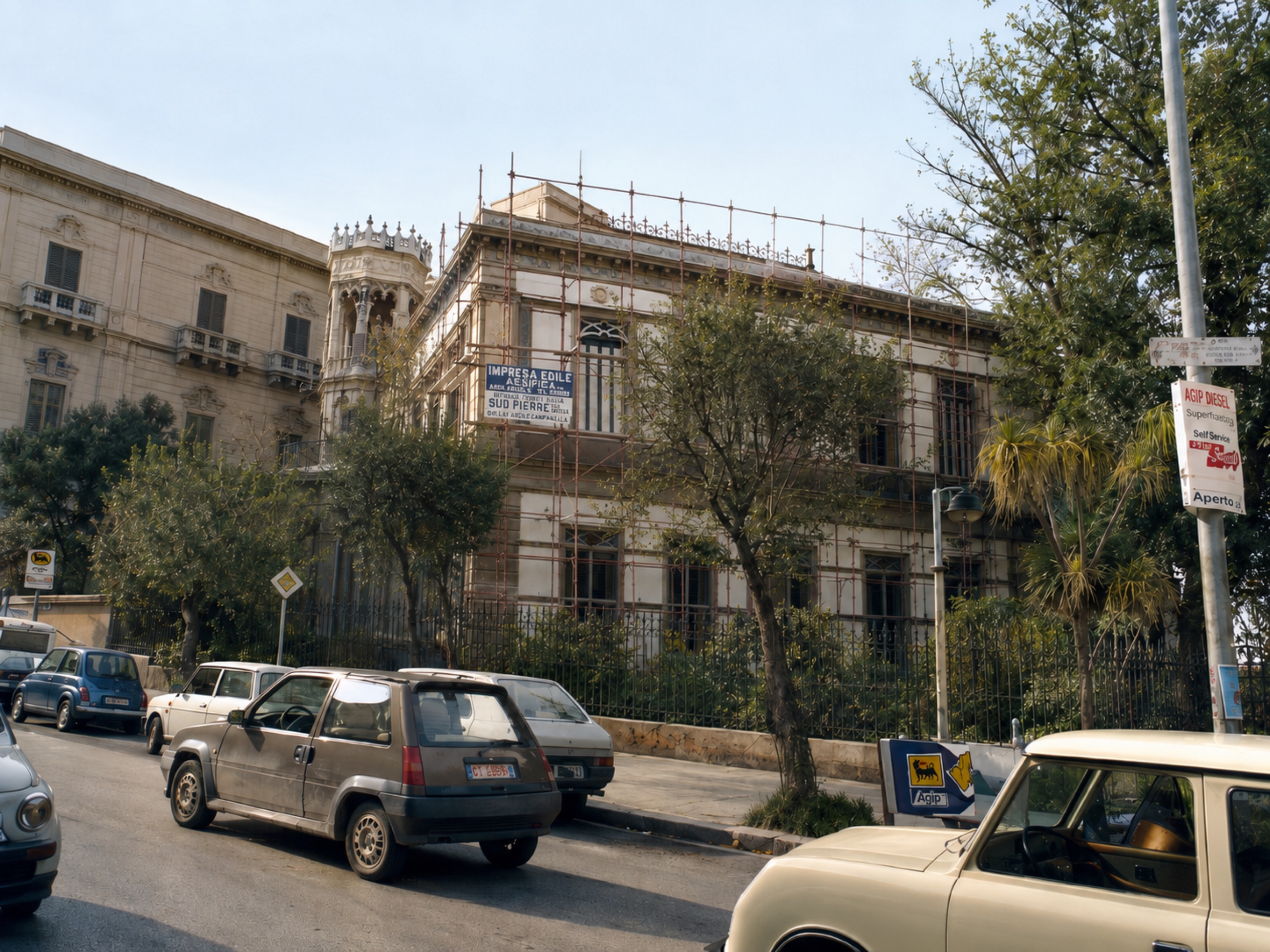 Fotografia d’archivio di un cantiere Aricò su un edificio storico